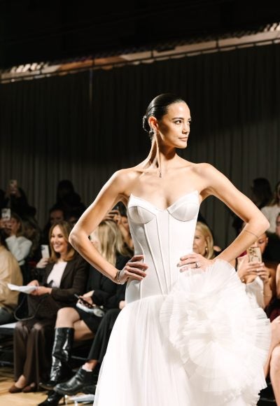 Strapless Drop-Waist A-Line Wedding Dress With 3D Florals by Pnina Tornai - Image 3