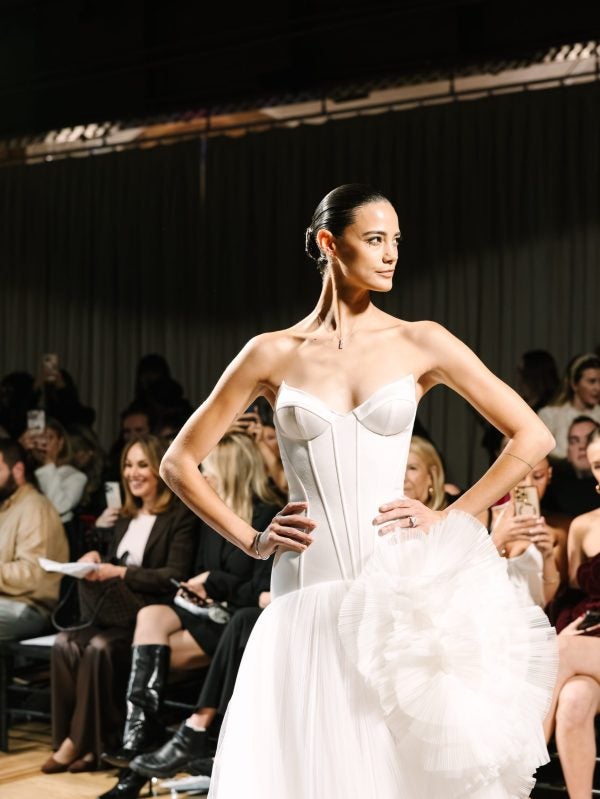 Strapless Drop-Waist A-Line Wedding Dress With 3D Florals by Pnina Tornai - Image 3