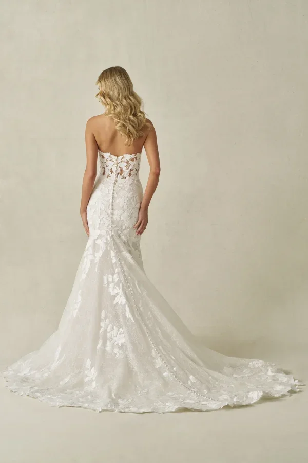 Modern And Romantic Floral Lace Fit-And-Flare Wedding Dress by Allure Bridals - Image 2