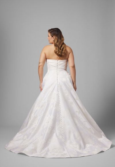 Plus-Size Strapless Peony-Printed Satin A-Line Wedding Dress by Anne Barge - Image 2
