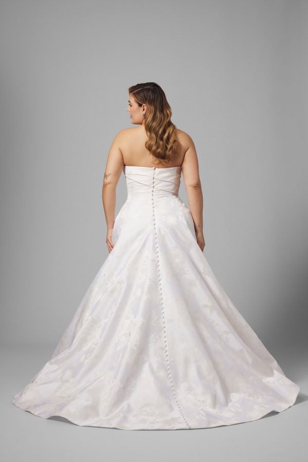 Plus-Size Strapless Peony-Printed Satin A-Line Wedding Dress by Anne Barge - Image 2