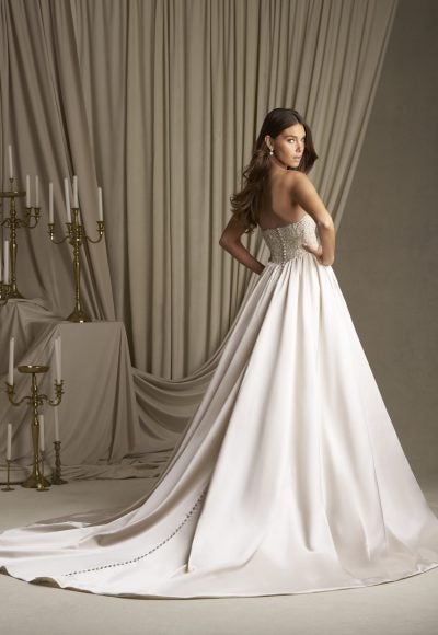 Glamorous Embellished Satin Basque-Waist Ball Gown With Buttons by Allure Bridals - Image 2