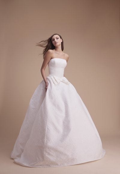 Strapless Silk Jacquard Ball Gown With Bow by Jaclyn Whyte