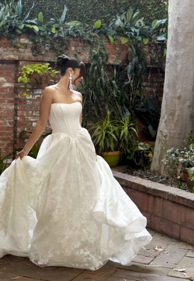 Romantic Floral-Embossed Organza Ball Gown by Essense of Australia