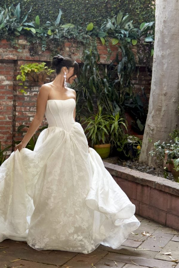 Romantic Floral-Embossed Organza Ball Gown by Essense of Australia - Image 1