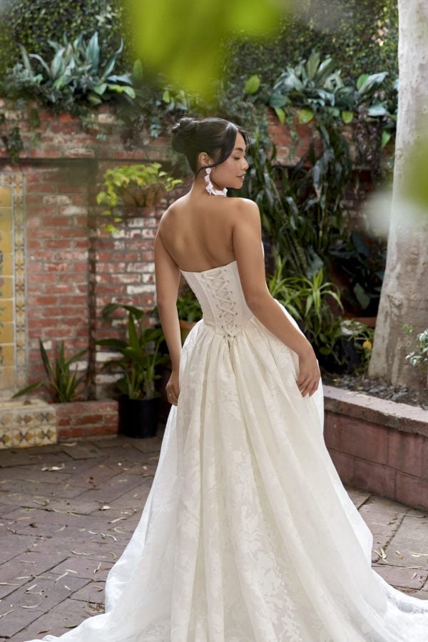 Romantic Floral-Embossed Organza Ball Gown by Essense of Australia - Image 2