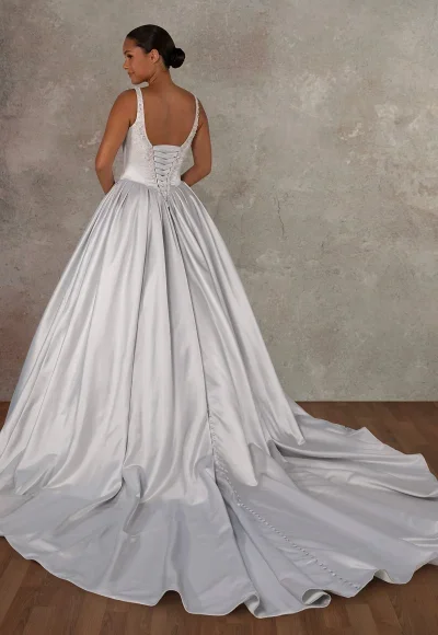 Plus-Size Dramatic And Regal Embellished Satin Ball Gown With Buttons by Essense of Australia - Image 2