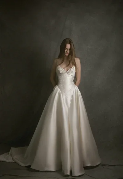 Hand-Embroidered Silk Wool Ball Gown by Enaura Bridal