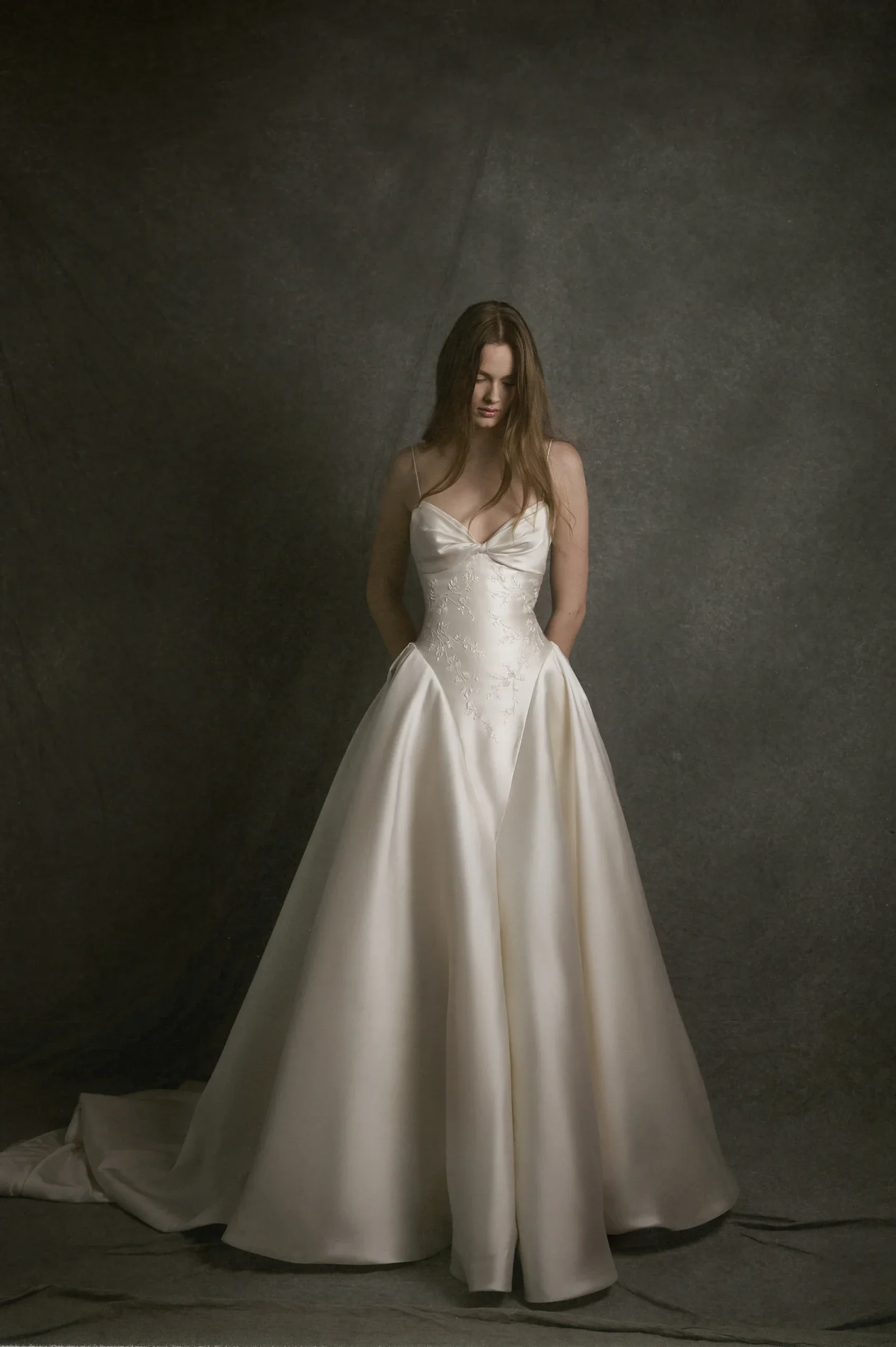 Hand-Embroidered Silk Wool Ball Gown | Kleinfeld Bridal
