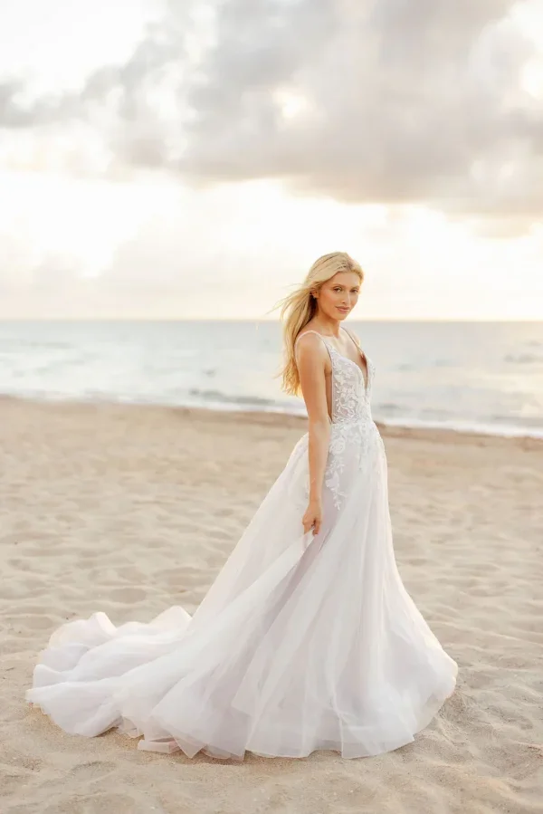 Romantic And Ethereal V-Neck Sparkly Tulle Ball Gown by Hayley Paige - Image 2