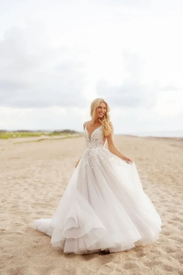 Romantic And Ethereal V-Neck Sparkly Tulle Ball Gown by Hayley Paige - Image 1