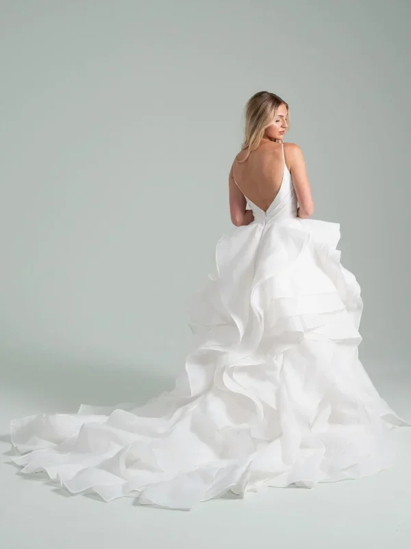 Dramatic And Modern V-Neck Silk Organza Tiered Ball Gown by Hayley Paige - Image 2