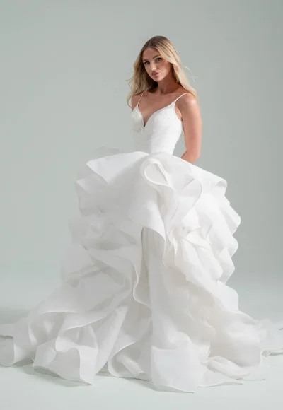 Dramatic And Modern V-Neck Silk Organza Tiered Ball Gown by Hayley Paige