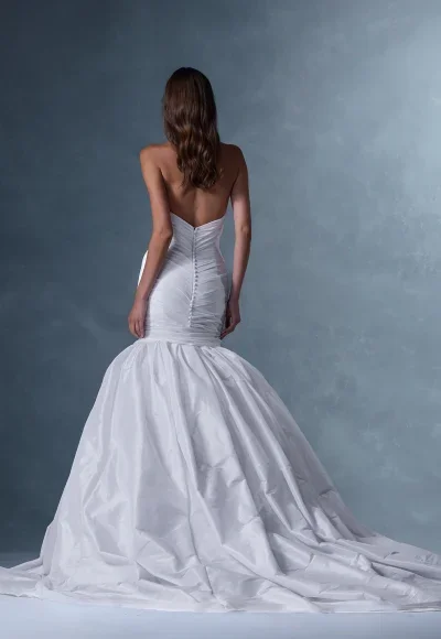 Strapless Silk Mermaid Wedding Dress With Buttons by Ines by Ines Di Santo - Image 2