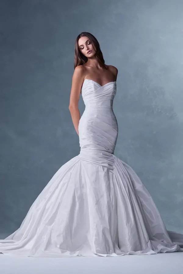 Strapless Silk Mermaid Wedding Dress With Buttons by Ines by Ines Di Santo - Image 1