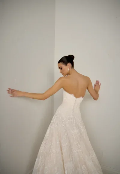 Chic And Romantic Strapless Lace Modified A-Line Wedding Dress by Justin Alexander - Image 2