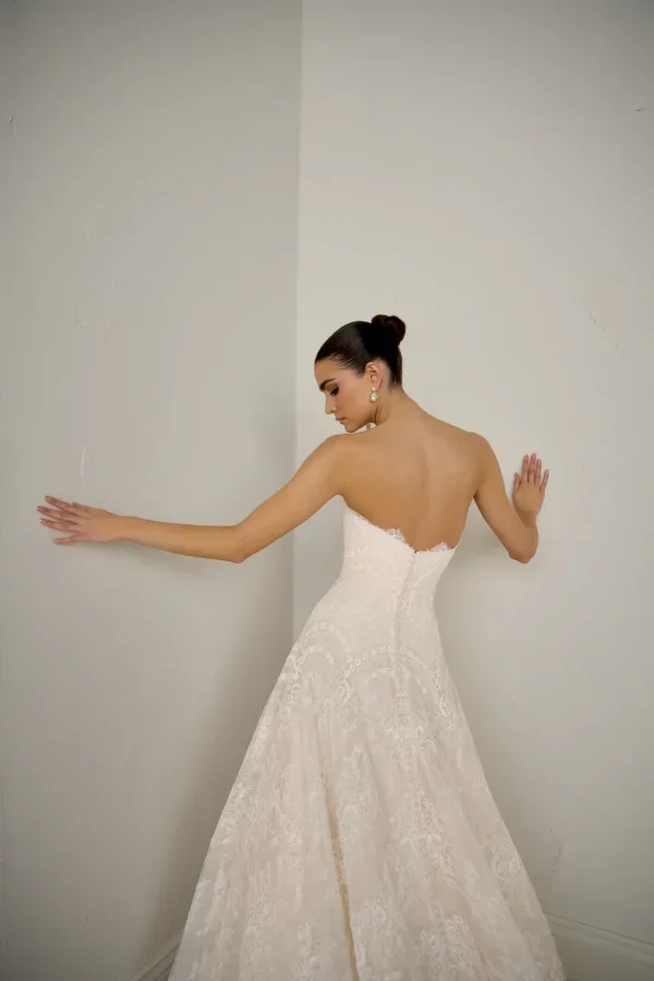 Chic And Romantic Strapless Lace Modified A-Line Wedding Dress by Justin Alexander - Image 2