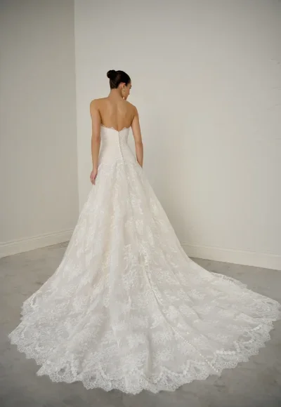Chic And Romantic Strapless Lace Modified A-Line Wedding Dress by Justin Alexander - Image 3