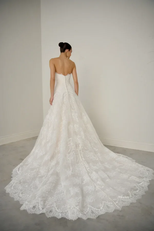 Chic And Romantic Strapless Lace Modified A-Line Wedding Dress by Justin Alexander - Image 3