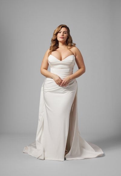 Plus-Size Simple And Modern Sheath Gown With Overskirt by Jane Hill