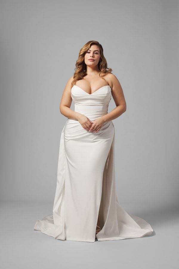 Plus-Size Simple And Modern Sheath Gown With Overskirt by Jane Hill - Image 1