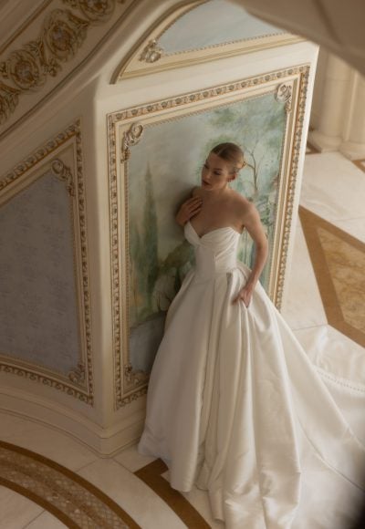 Plus-Size Chic And Classic Strapless Silk Ball Gown With Pockets And Buttons by Verdin Bridal