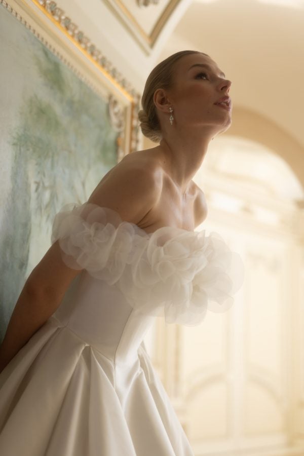 Plus-Size Chic And Classic Strapless Silk Ball Gown With Pockets And Buttons by Verdin Bridal - Image 2