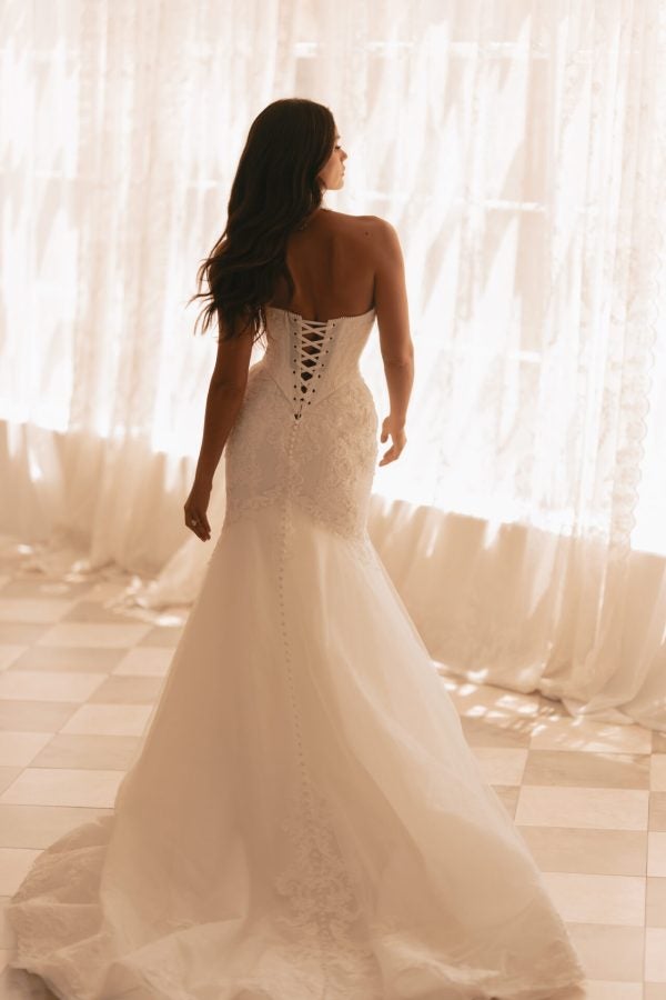 Sparkly Lace Two-Piece Fit-And-Flare Wedding Dress With Buttons by Martina Liana - Image 4