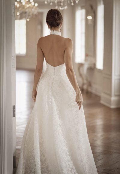 Chic And Romantic Halter-Neck A-Line Wedding Dress With Open Back by Martina Liana - Image 2