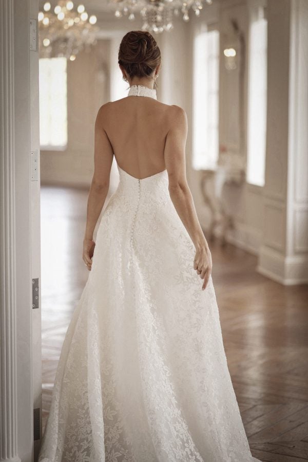 Chic And Romantic Halter-Neck A-Line Wedding Dress With Open Back by Martina Liana - Image 2