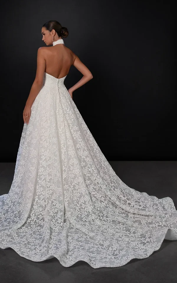 Chic And Romantic Halter-Neck A-Line Wedding Dress With Open Back by Martina Liana - Image 2