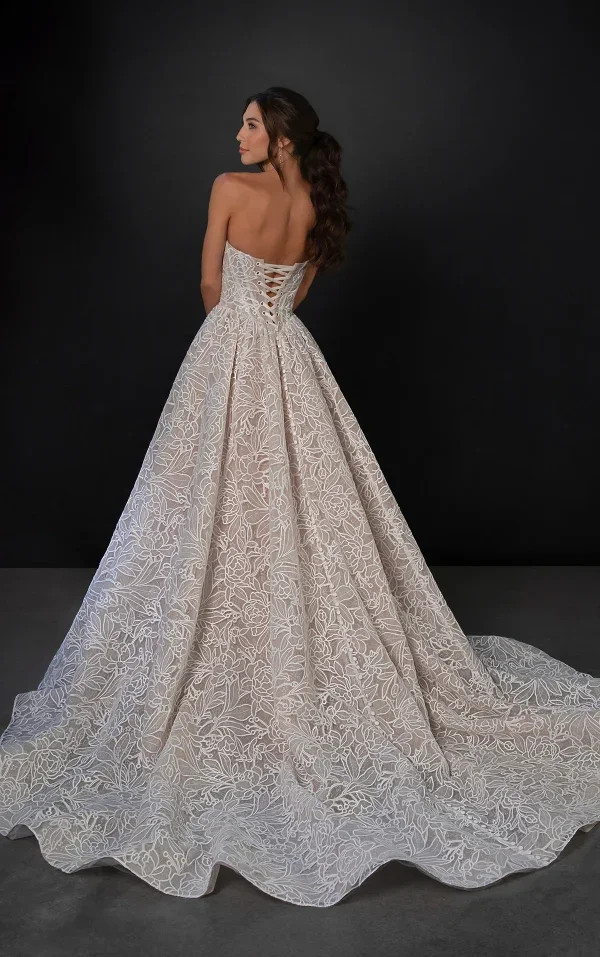 Romantic And Modern Laser-Cut Lace Basque-Waist Ball Gown by Martina Liana - Image 2