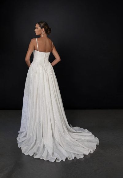 Chic And Simple Silk Organza Basque-Waist Ball Gown With Buttons by Martina Liana - Image 4