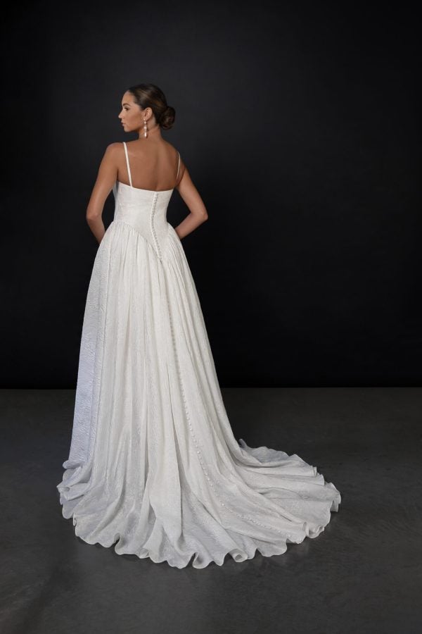 Chic And Simple Silk Organza Basque-Waist Ball Gown With Buttons by Martina Liana - Image 4