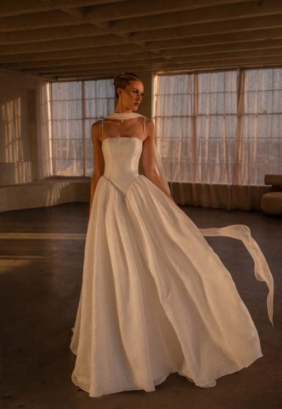 Chic And Simple Silk Organza Basque-Waist Ball Gown With Buttons by Martina Liana - Image 1