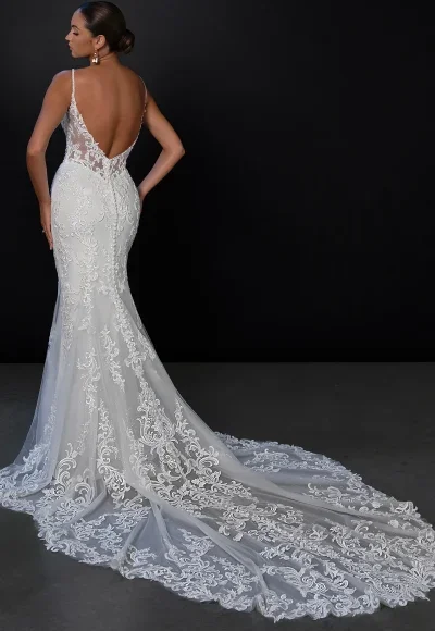 Romantic Embellished Lace Fit-And-Flare Wedding Dress With Open Back by Martina Liana - Image 2