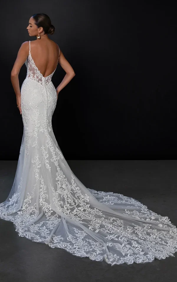 Romantic Embellished Lace Fit-And-Flare Wedding Dress With Open Back by Martina Liana - Image 2