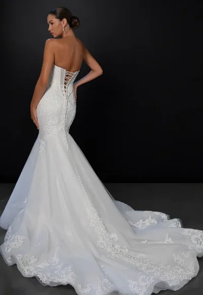 Sparkly Lace Two-Piece Fit-And-Flare Wedding Dress With Buttons by Martina Liana - Image 2