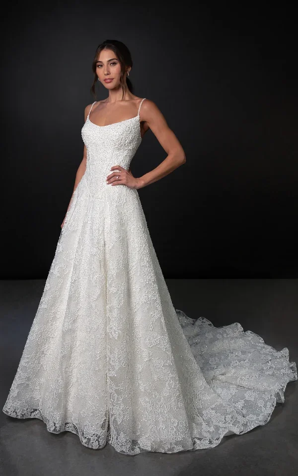 Romantic And Glamorous Beaded Basque-Waist A-Line Wedding Dress by Martina Liana - Image 1