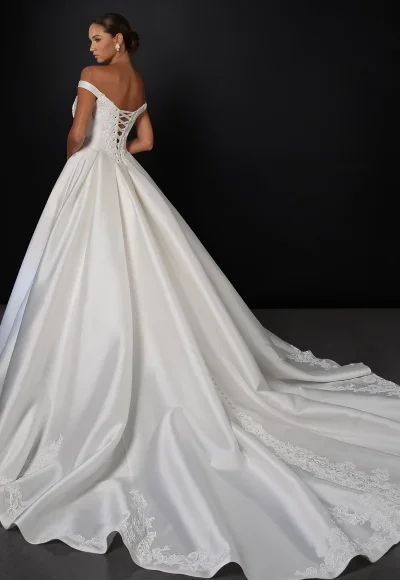 Plus-Size Classic And Regal Off-The-Shoulder Silk Ball Gown With Buttons by Martina Liana - Image 3