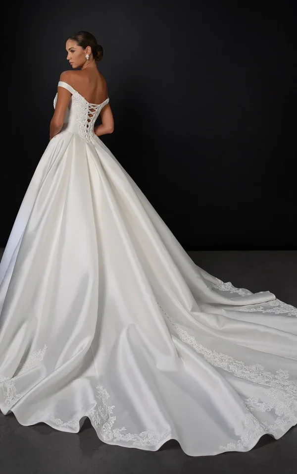 Plus-Size Classic And Regal Off-The-Shoulder Silk Ball Gown With Buttons by Martina Liana - Image 3