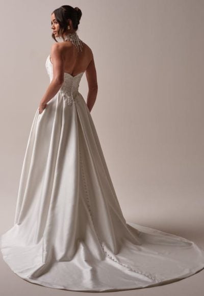 Modern And Elegant Embellished Satin A-Line Wedding Dress With Detachable Accessories by Maggie Sottero - Image 4