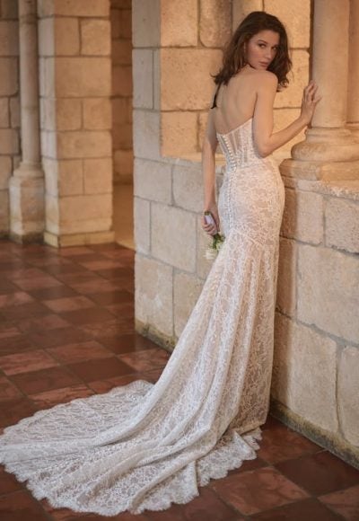 Romantic And Dramatic Sparkly Lace Fit-And-Flare Wedding Dress With Detachable Accessories by Maggie Sottero - Image 5