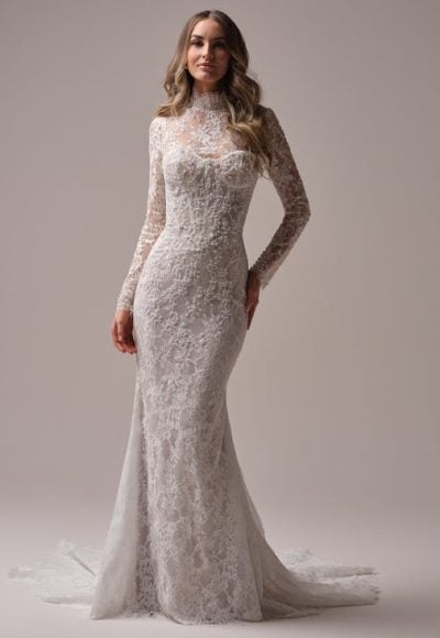 Romantic And Dramatic Sparkly Lace Fit-And-Flare Wedding Dress With Detachable Accessories by Maggie Sottero - Image 4