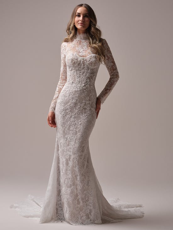 Romantic And Dramatic Sparkly Lace Fit-And-Flare Wedding Dress With Detachable Accessories by Maggie Sottero - Image 4