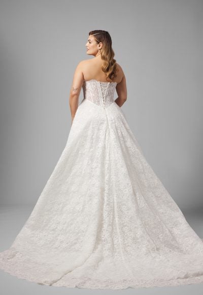 Plus-Size Romantic Basque-Waist Lace A-Line Wedding Dress by Love by Pnina Tornai - Image 3