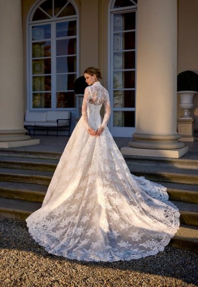 Romantic Strapless Lace A-Line Wedding Dress With Detachable Topper by Randy Fenoli - Image 2