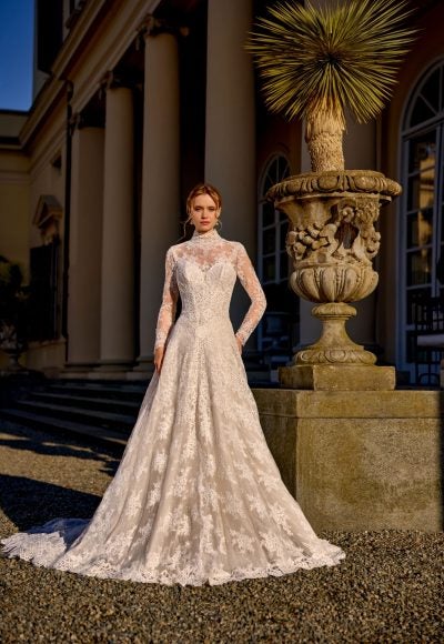 Plus-Size Romantic Strapless Lace A-Line Wedding Dress With Detachable Topper by Randy Fenoli