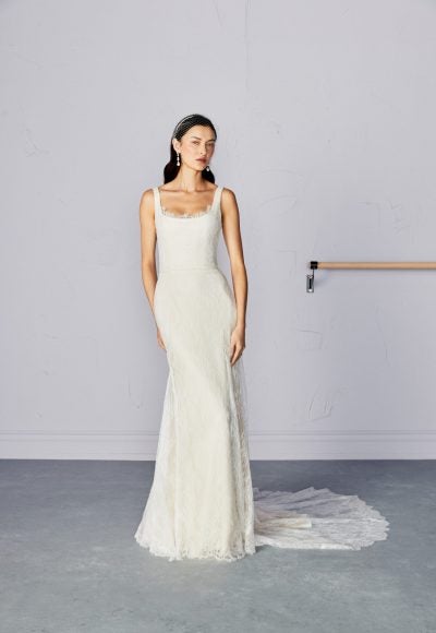 Feminine And Classic Scoop-Neck Lace Fit-And-Flare Wedding Dress by Savannah Miller