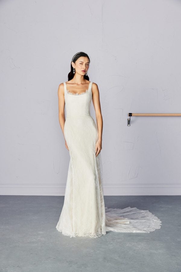 Feminine And Classic Scoop-Neck Lace Fit-And-Flare Wedding Dress by Savannah Miller - Image 1